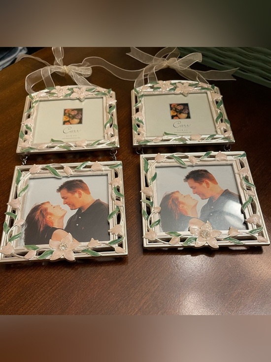 Carr Other - 🩷 Carrs Pink & Green Photo Frame 3 1/2 By 3 1/2 Metal Frame Floral Design🩷
